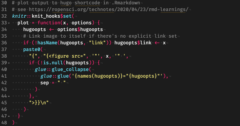 R code highlighting example showing my preferred color scheme